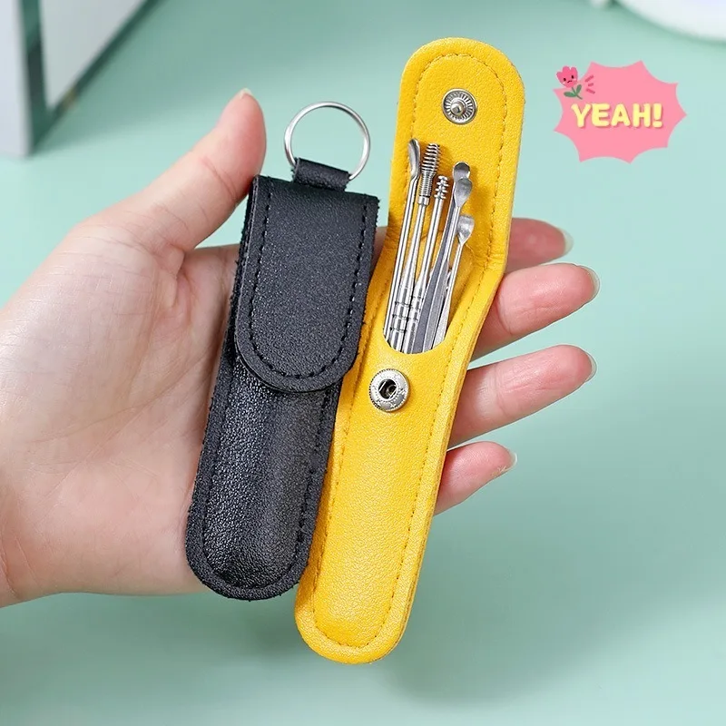 

Adult ear pick six-piece tool set leather case stainless steel ear pick