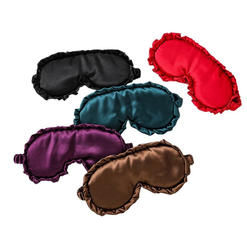 Fashion Solid Imitation Silk Eye Mask, Large Ruffled Lotus Edge, Soft Light Blocking Sleep Blindfold for Travel, Men & Women view 4