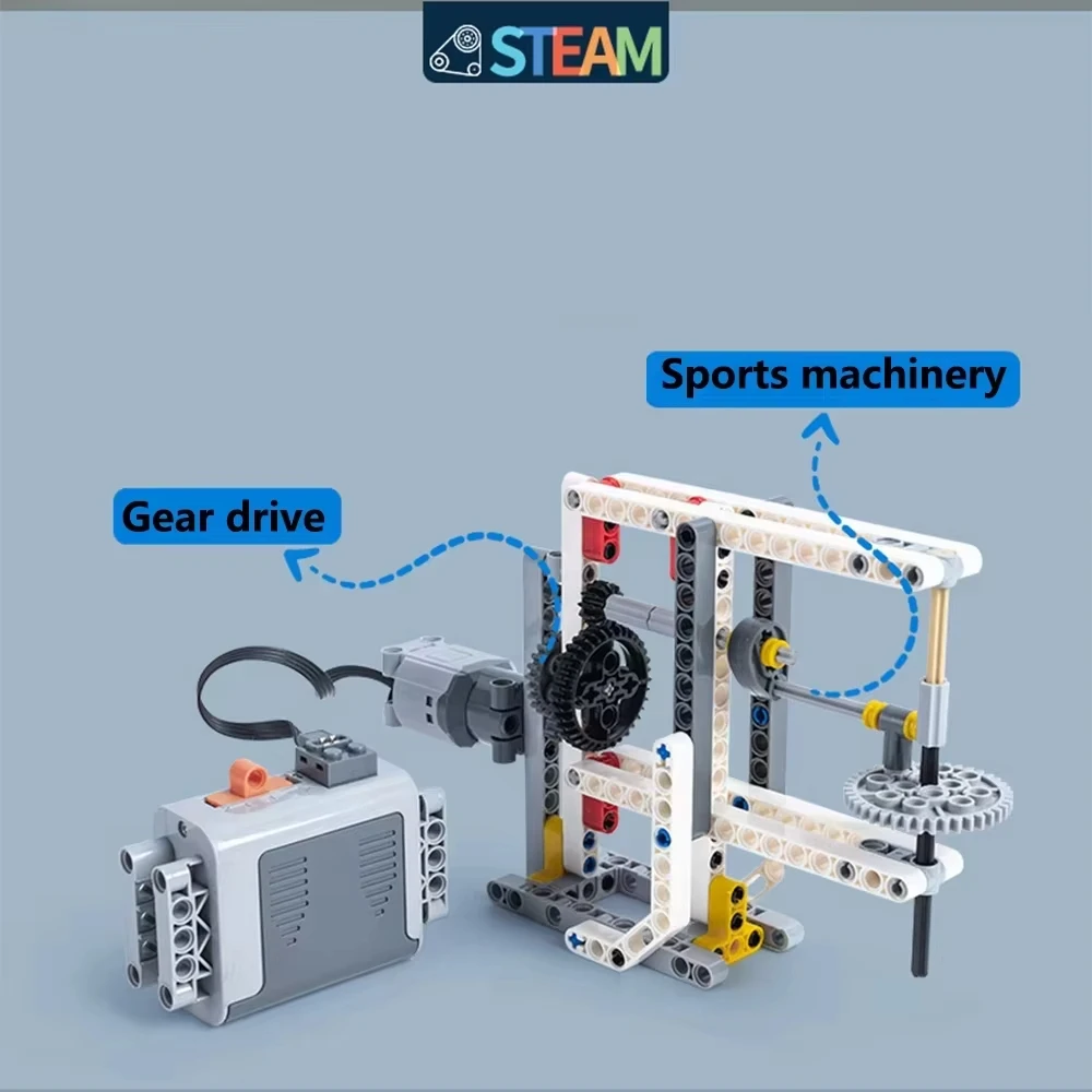 [Motor + caja de batería] conjunto de bloques de construcción de tecnología 9686, modelo de principio de transmisión de engranajes, rompecabezas para niños, juguete de bloques de construcción