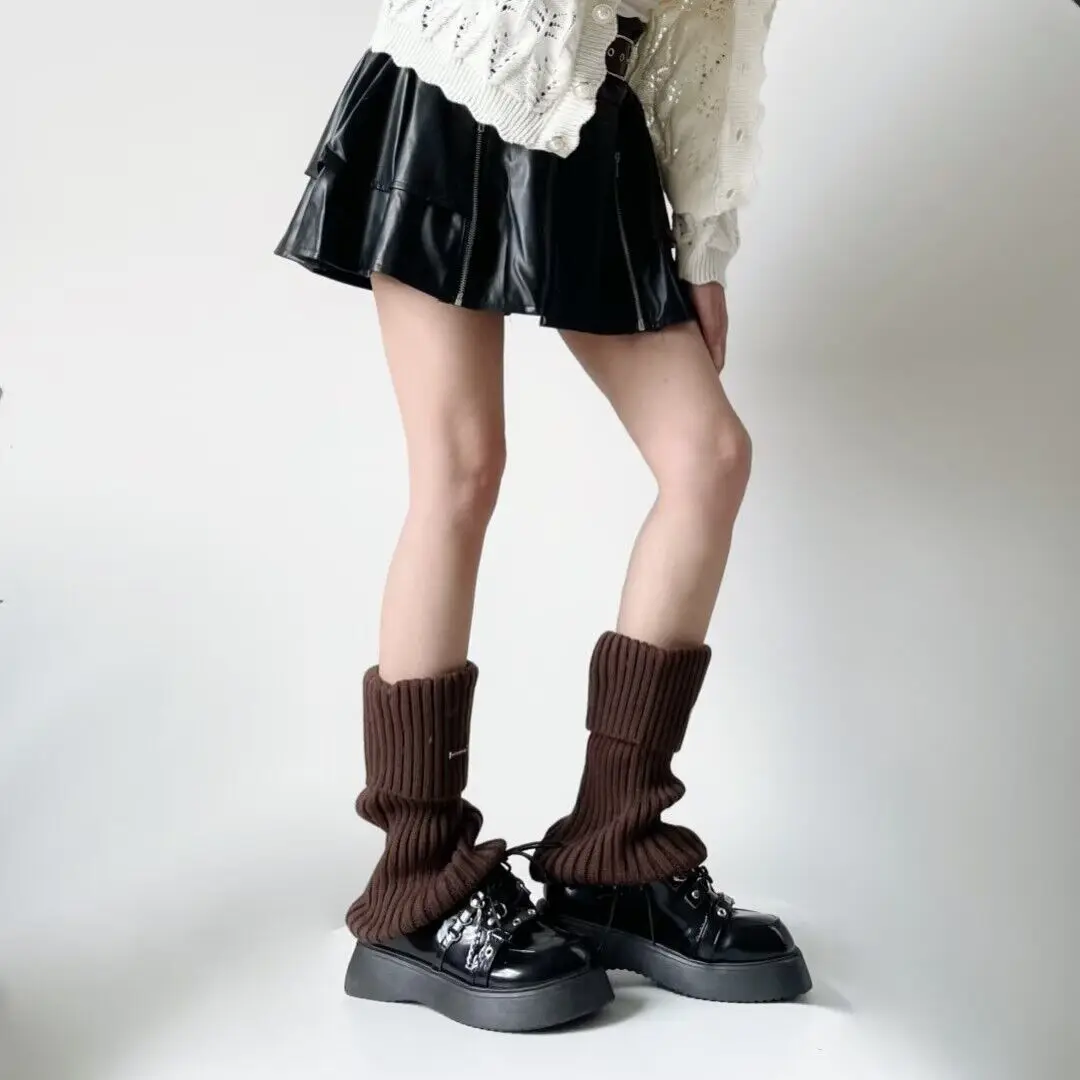 Чехлы на ноги, корейские однотонные носки для девочек Dongdaemun, универсальные носки с ворсом, толстые высокие бахилы для девочек Ins Spicy
