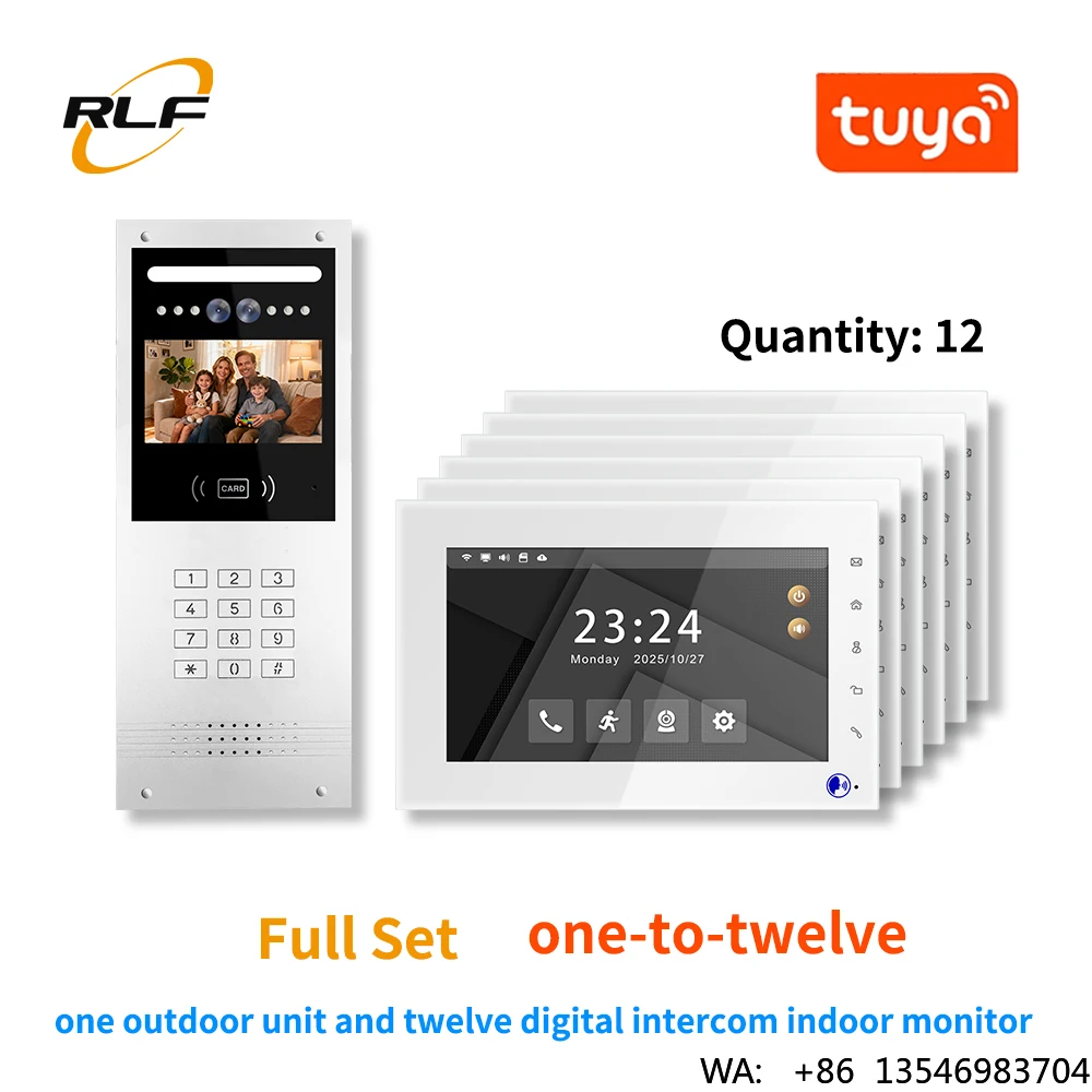 

1v12 7"TFT LCD 1080P Video Intercom System Door Phone with Tuya App Waterproof for Home Apartment Hotels