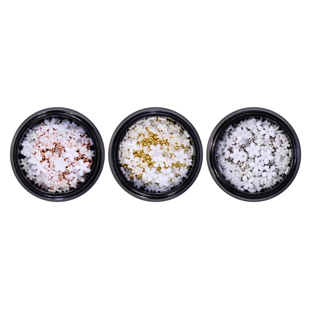

3 Boxes Resin Flower Nail Charms Safe for DIY Manicure Nail Art Decoration Natural Fake Nails Accessories