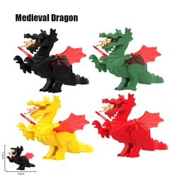 MOC-figuras de acción de dragón Medieval para niños, modelo de bloques de construcción, colección de ladrillos, Juguetes Divertidos DIY, regalos