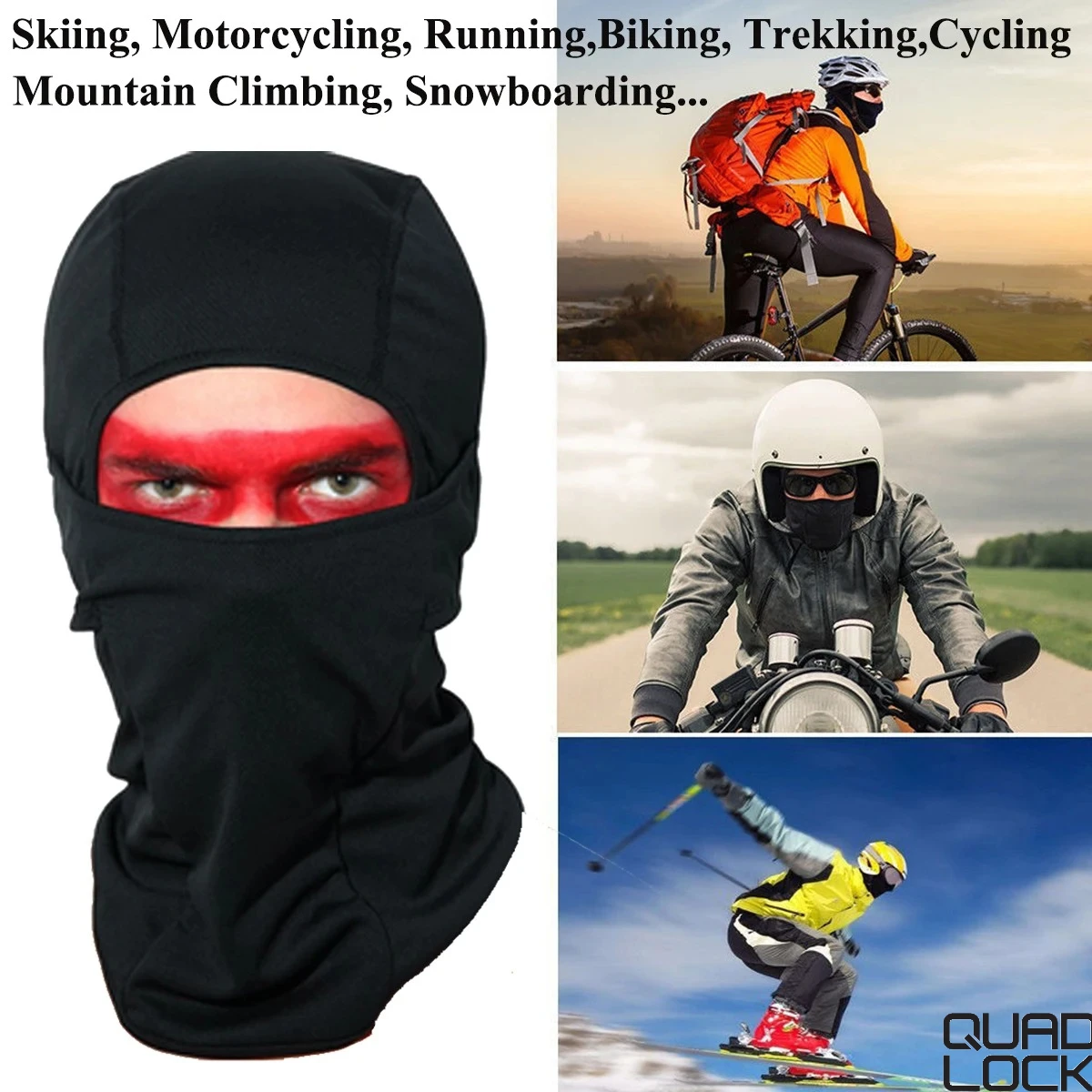 

QUAD LOCK Ski Mask Full Face Cover For Men And Women Breathable Full Face Mask For Skiing Outdoor Sports