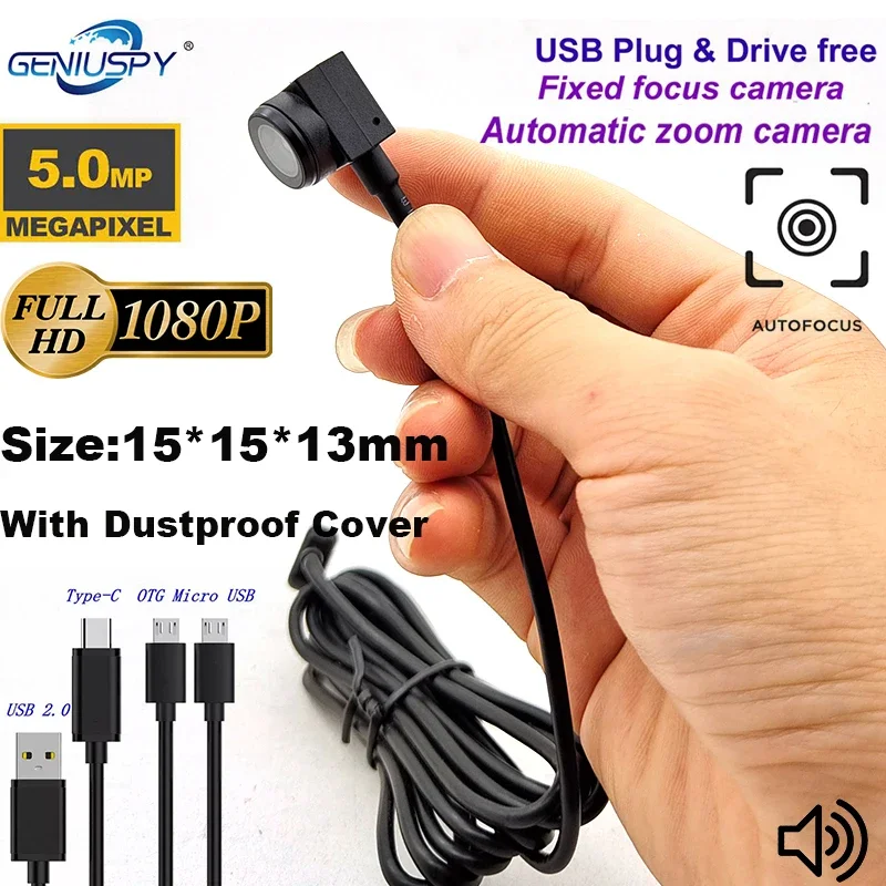 Dustproof Auto Focus &Fixed Lens 120Degree Surveillance Webcam 5MP 2MP Webcam Mini USB Camera Video Audio Cam Web for PC android