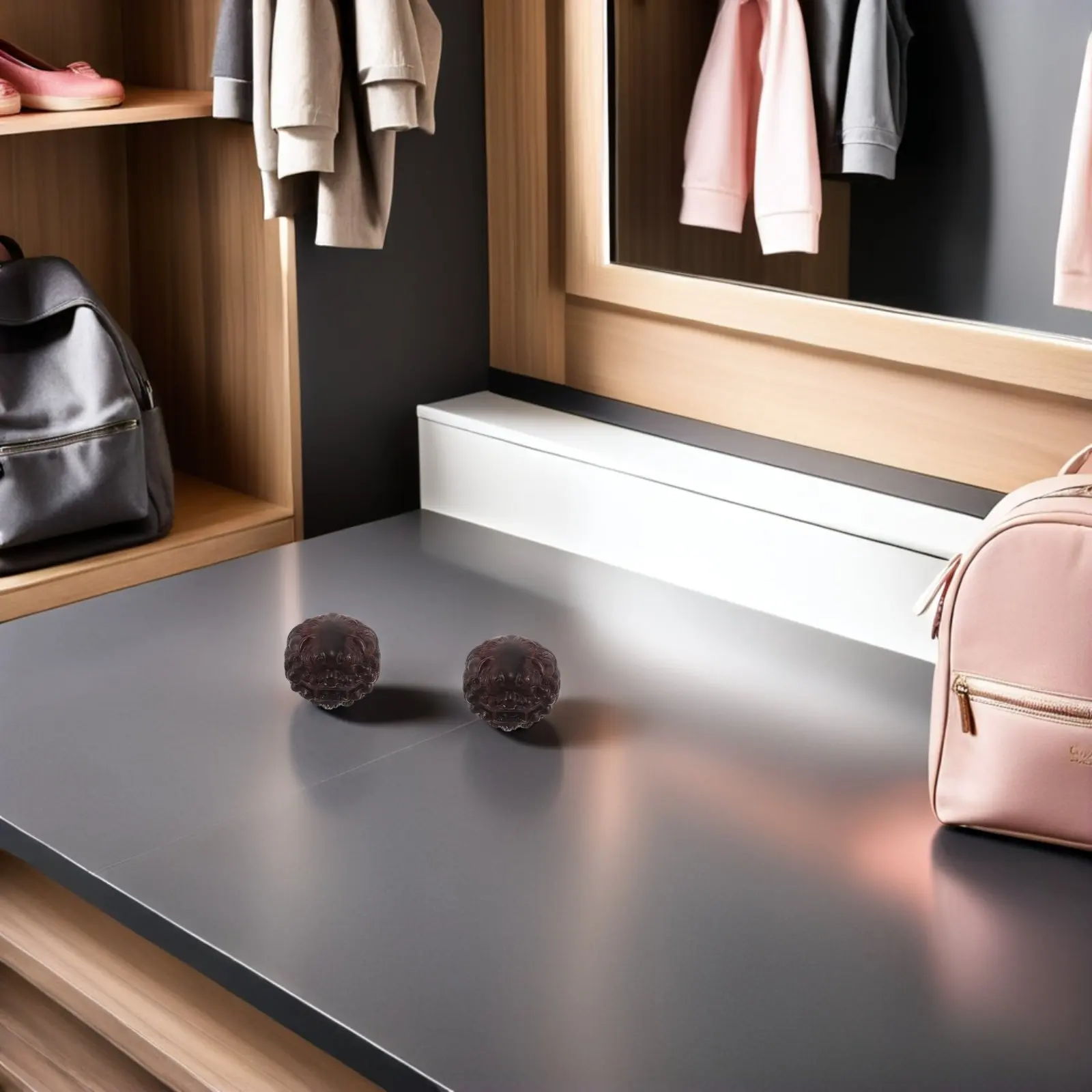 1 Par de Bolas de Masaje de Mano de Madera Maciza con Forma de León, Talladas al Estilo Chino, para Terapia Física, Fortalecedor de Manos, Masajeador de Palmas, Alivio del Estrés