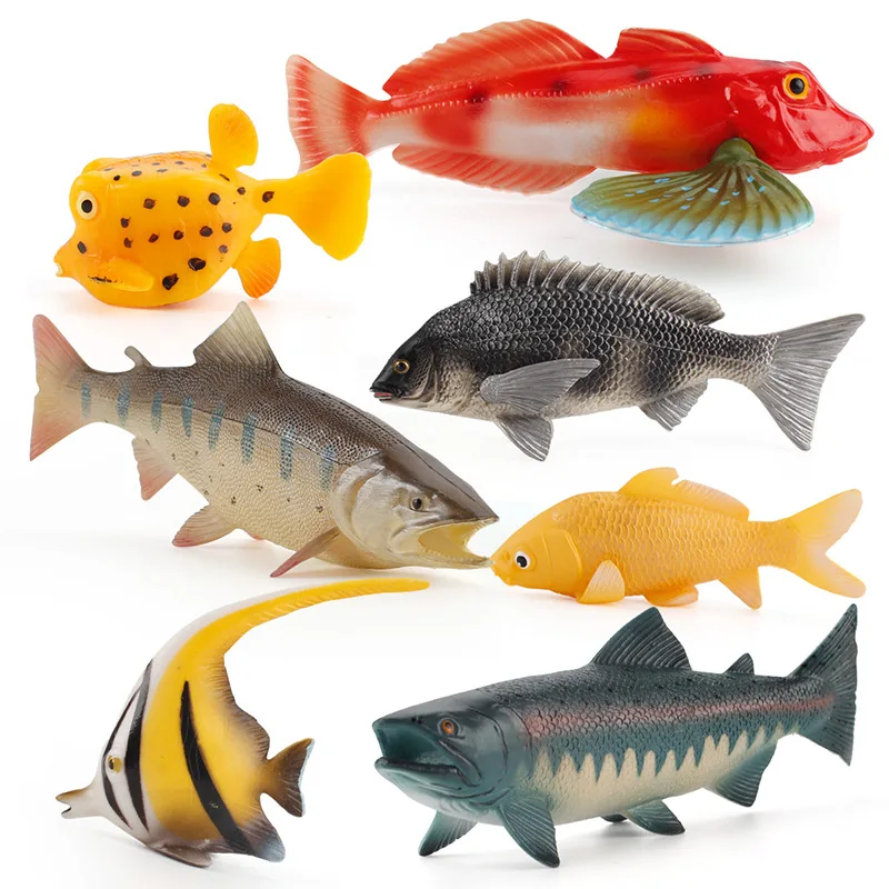 Simulation Of Solid Freshwater Fish Model Fun Kids Science Education Fairy Fish Salmon Tuna Aquarium Decorative Ornaments Toys