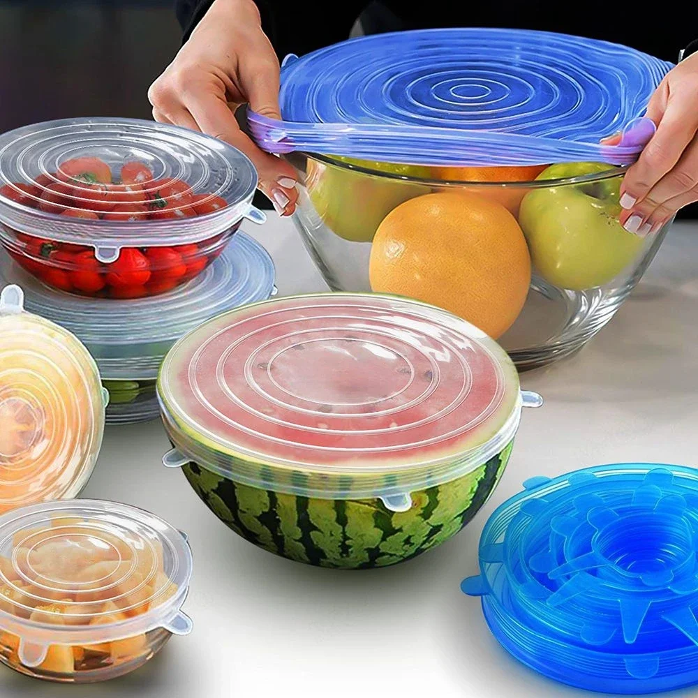 6pcs Preservation Covers Silicone Elastic Silicone Food Lids Round Fresh Food Lid Microwave Cover Bowl Pot Elasticity Kitchen