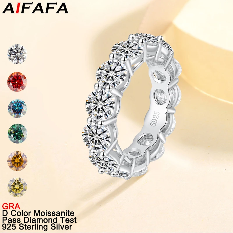5mm Full Moissanite Diamond Rings for Women Men 7 Color Luxury s925 Silver Moissanita Row Ring Fine Jewelry GRA