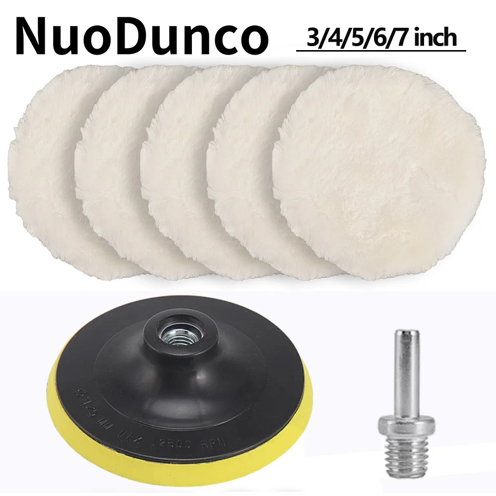 Wool Polishing Disc 3/4/5/6/7 Inch M14 Flocking Sanding Disc Wool Hook And Loop Backing Buffing Pad For Electric Drill Polisher