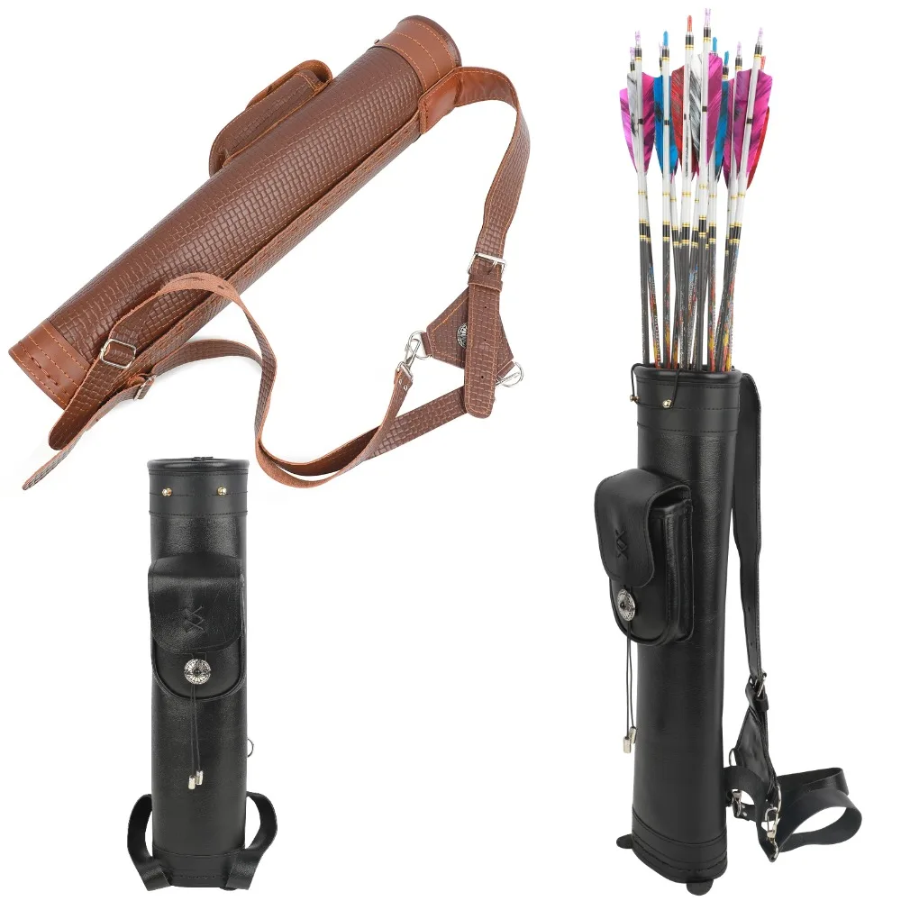 

Arrow Quiver Cowhide Archery Arrow Holder Shoulder Back Adjustable Strap Arrow Bag Recurve Compound Bow Shooting Target Hunting