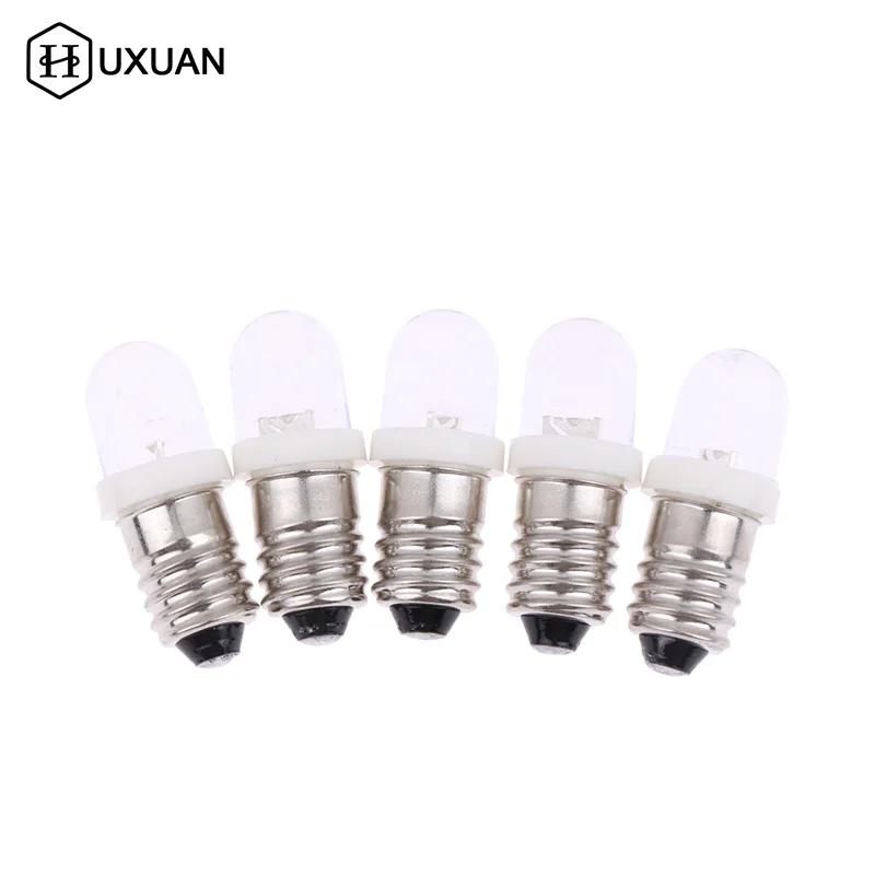 5Pcs LED E10 DC3V 5V 6V 12V 24V Screw Bulb Warning Signal Bulb E10 Instrumentation Bulb Indicator White Auto Interior Light
