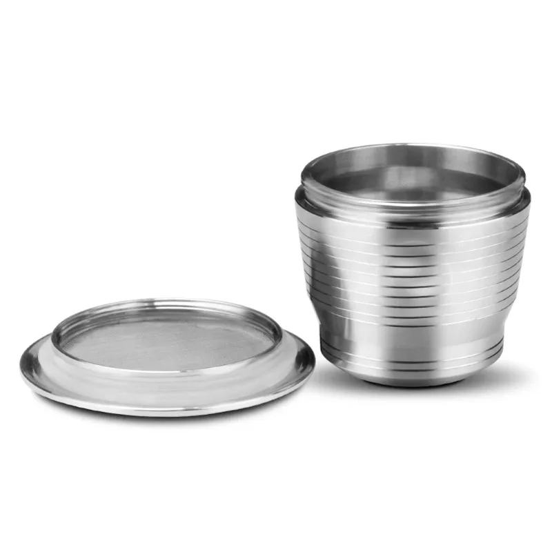 Recyclable refillable reusable shell, kitchen tool, stainless steel coffee capsule cup+spoon brush, sturdy and durable