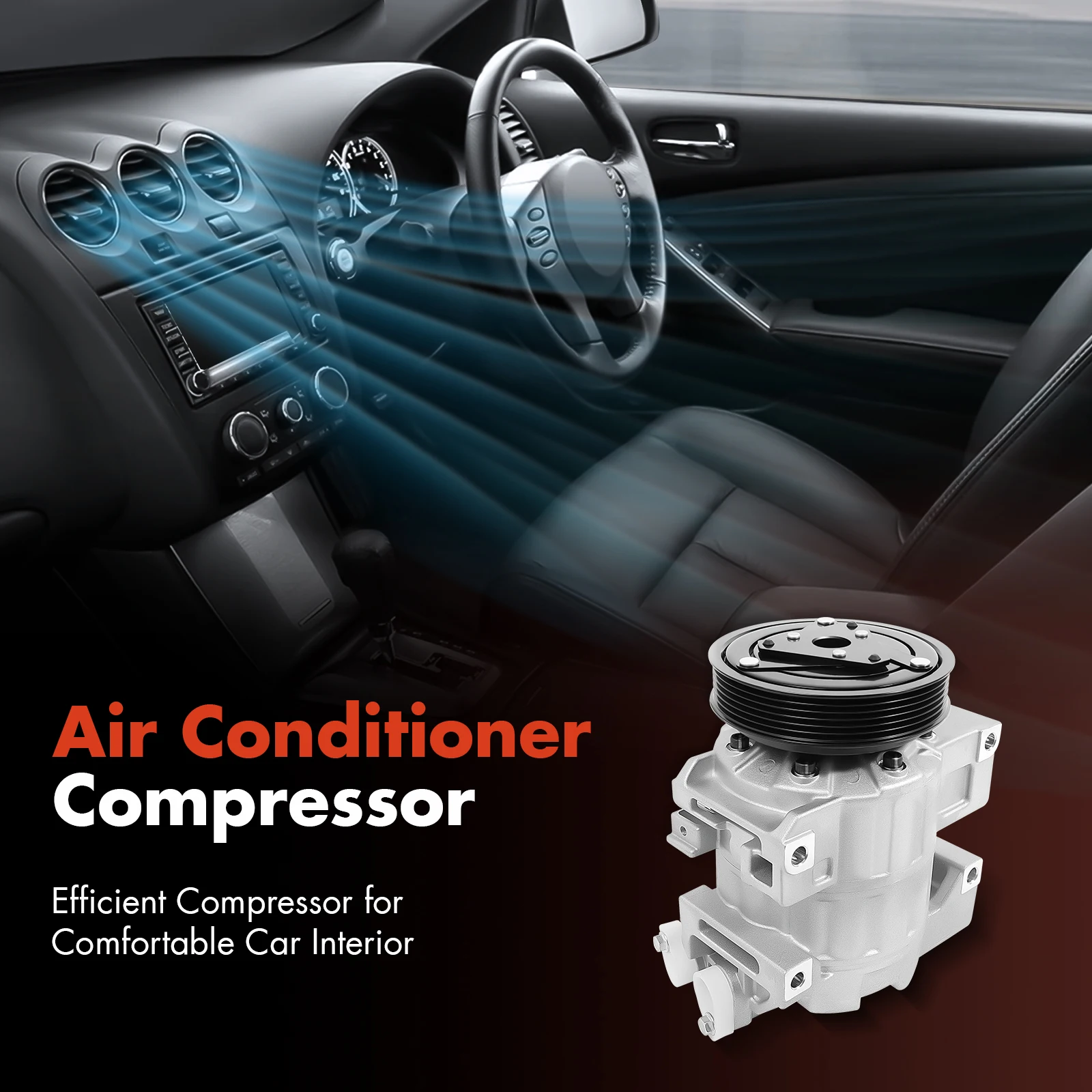 Air Conditioner Compressor for 2007-2012 Nissan Altima 4 CYL 2.5L, 2007-2012 Nissan Sentra 4 CYL 2.5L, CO 10886C