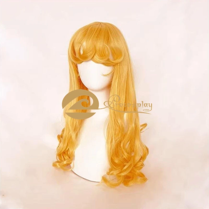 Peluca de Cosplay de princesa Aurora para mujer, pelo largo y rizado, accesorios para Halloween