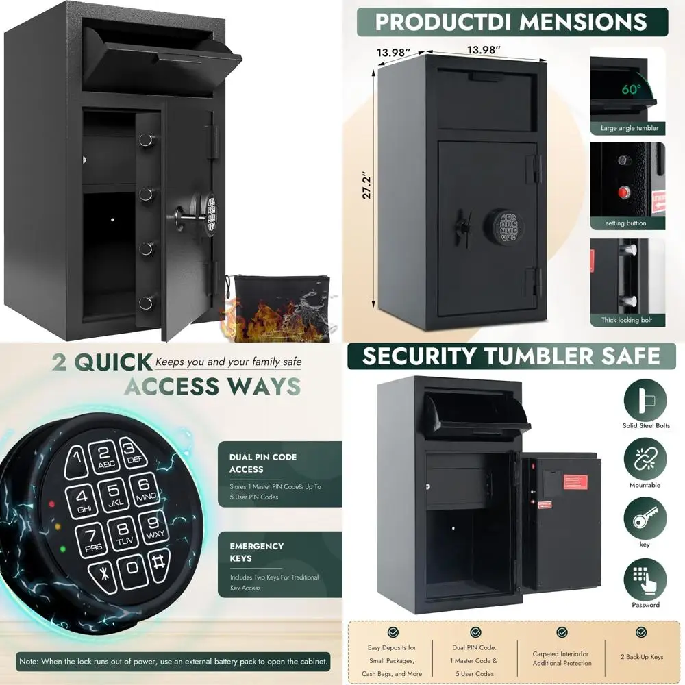 Grande cassaforte ignifuga da 4,0 piedi cubi per aziende con slot per contanti e deposito