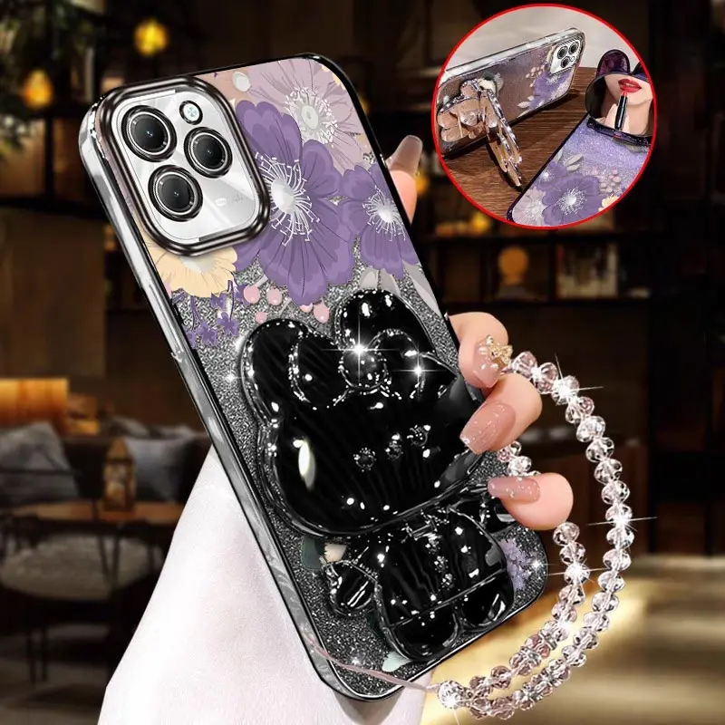 

Hot40 Alluring Petals Plating Bracelet Holder Phone Case For Infinix Hot 40 40Pro 50Pro 20Play 30 12Play 50 11SNFC 9Play Cover