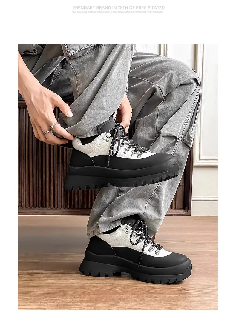 

Men's Casual Shoes, Leisure Sports Fashion Footwear Outdoor Hiking Boots Invisible Height-Increasing Wide-Toe Work Boots