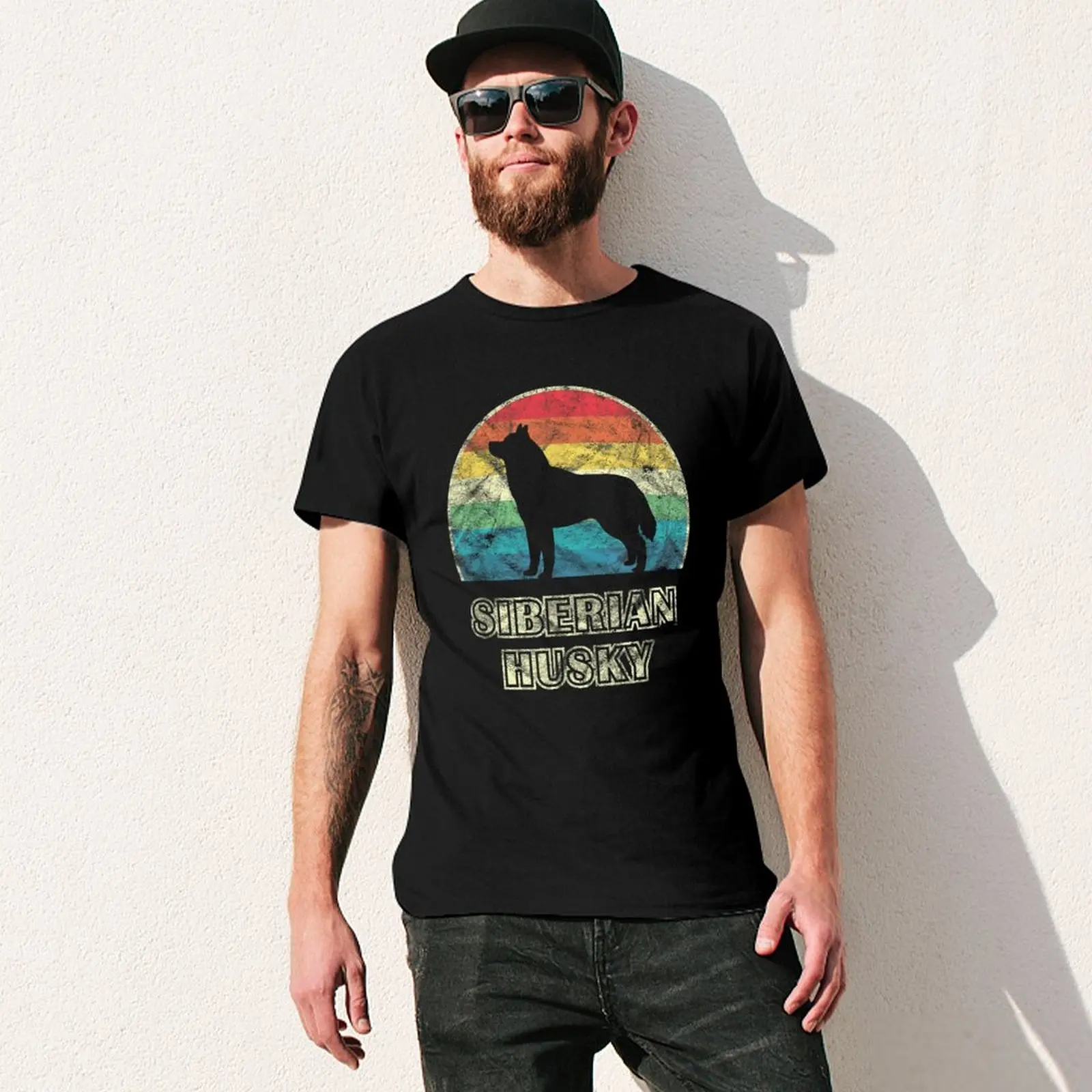 More Design Siberian Husky Vintage Dog Men Tshirt Tees T-Shirt O-neck T Shirts Women Boys Clothing 100% Cotton
