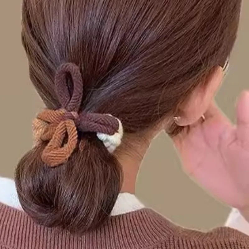 Stretchable Woven Hair Tie Women Elastic Hair Circle Girls Hand-knitted Scrunchie Fixed Hairstyle Braided Head Rope Headwear