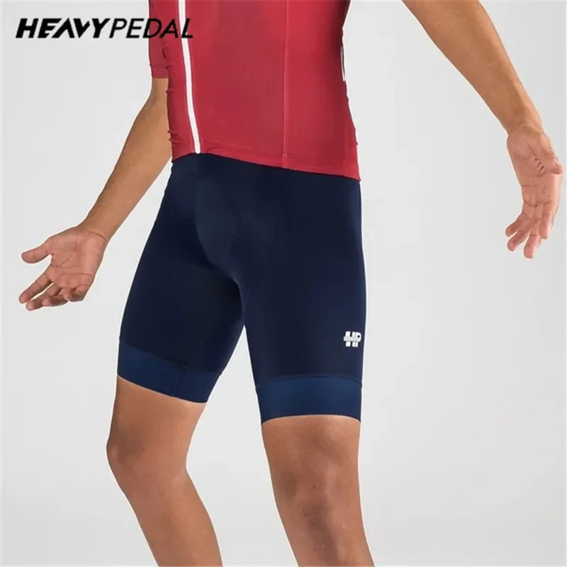 Heavypedal Men's Navy Cycling Bibs Shorts Mountain Bike Gel Padded Bike Tights Triathlon Man Pro Licra Bicycle Shorts Under wear