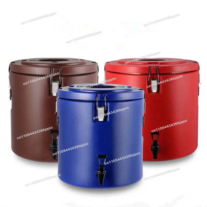 304 Stainless Steel Insulation Bucket Red Transport Bucket Plastic Insulated Soup