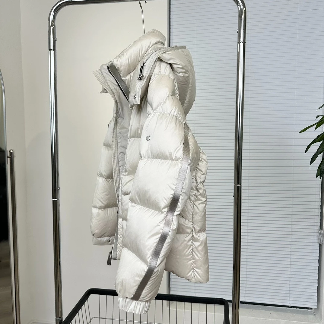 الفاخرة مصمم الشتاء الصلبة مقنعين أسفل سترة الإناث العلامة التجارية الدافئة سميكة سترة المرأة الأبيض بطة أسفل سستة باركر أبلى