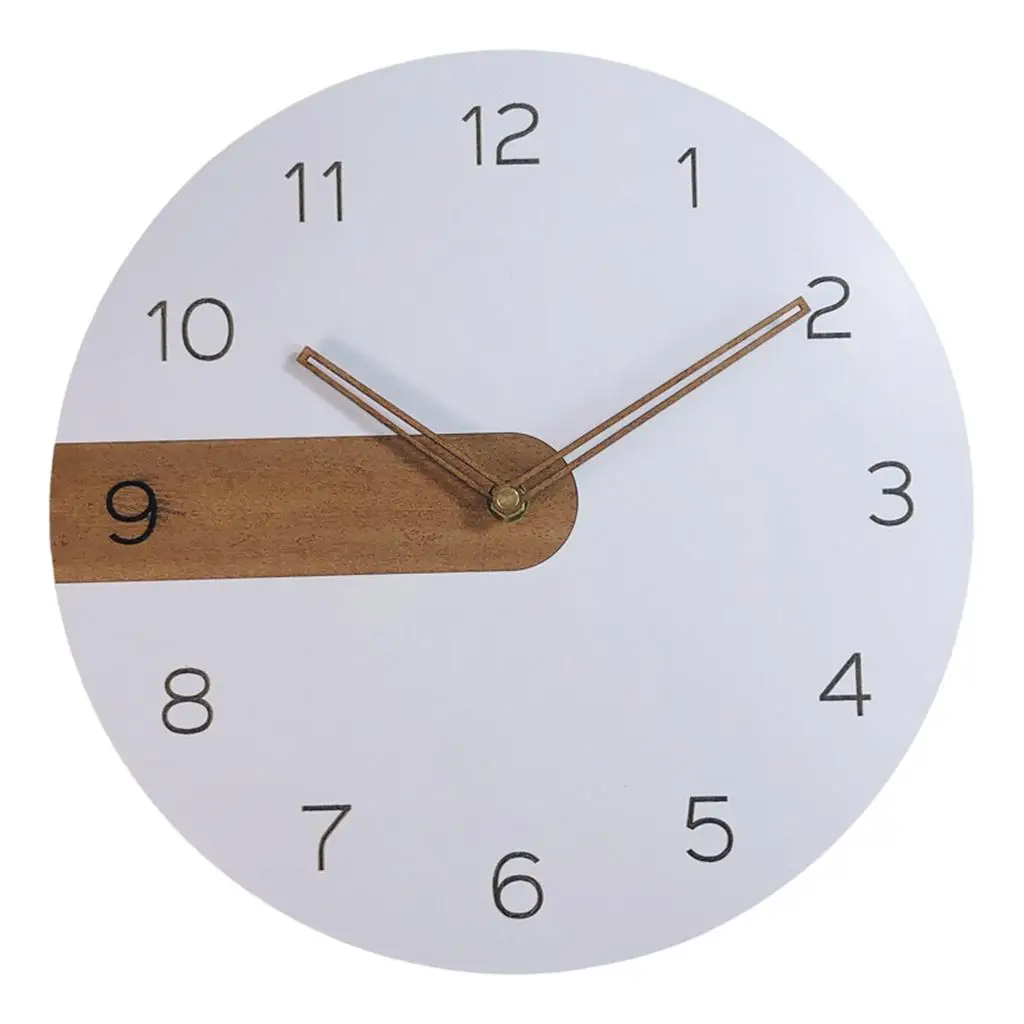 Round Wall Clock Silent Horloge Battery Operated Frameless Wooden Pointer Modern
