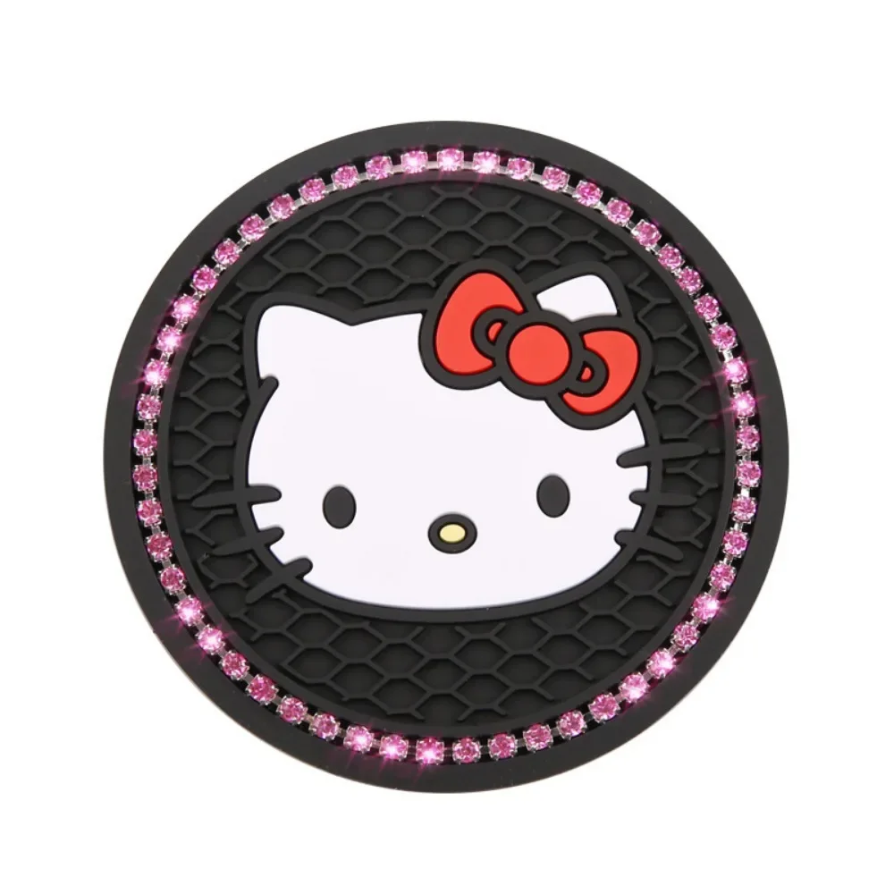 2PCS Hello Kittys Car Cup Holder Car Cute Insulated Coasters Pad Anime Cartoon Anti Slip Mat Interior Decor Accessories Girl view 6