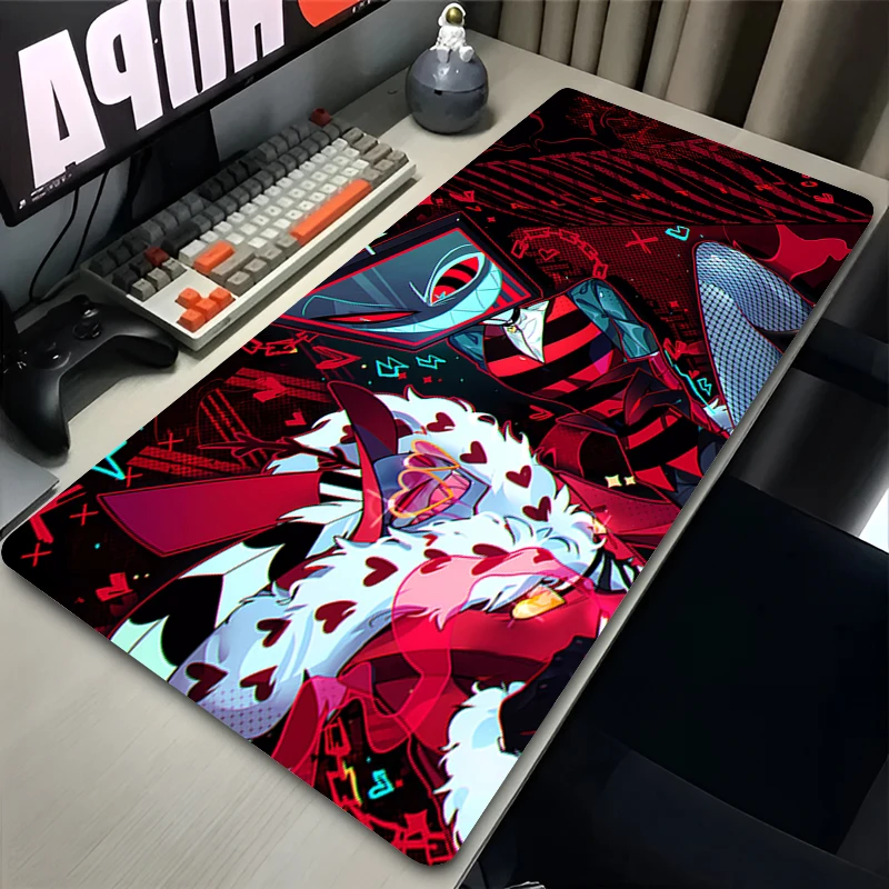 أنيمي ماوس الوسادة لعبة لاعب ملحقات الكمبيوتر الجدول الوسادة Hazbin فندق الكمبيوتر المحمول لوحة المفاتيح كوستر الكمبيوتر السجاد لعبة ماوس XXL