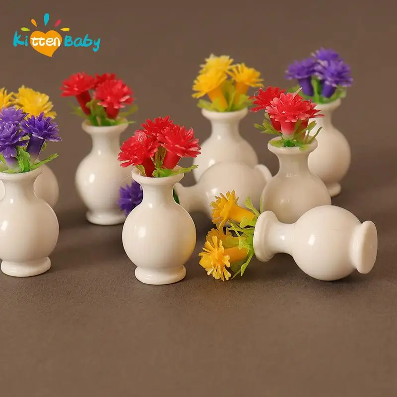 1/12 Dollhouse Miniature Accessories Mini Flower Model with Bottle Simulation Vase Toys Furniture Home Decor Green Plant