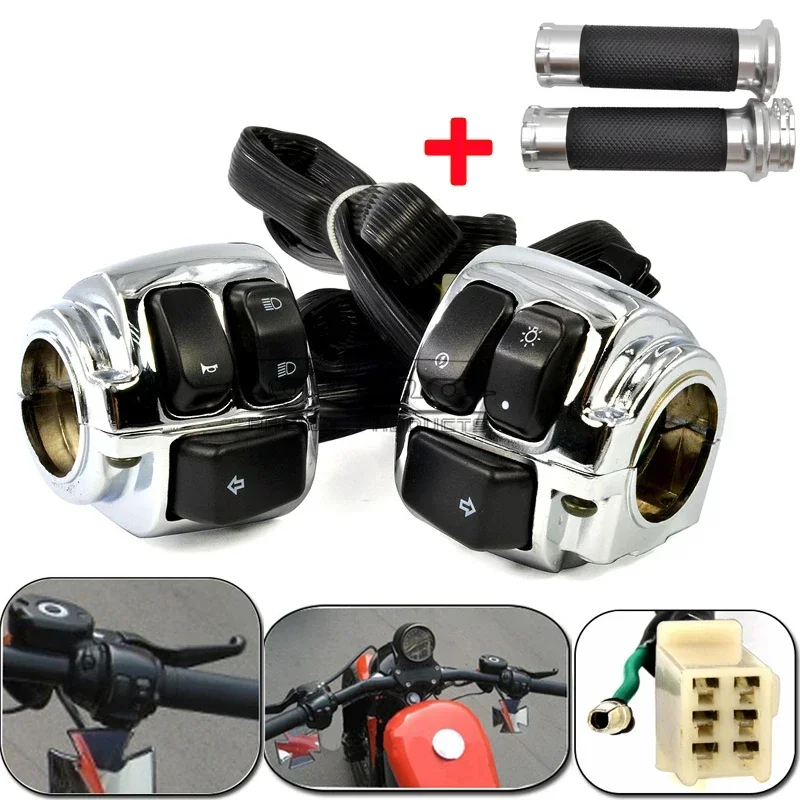 1'' 25mm Handlebar Horn Turn Signal Light Button Control Switch For Sporster 883 1200 XL XR XLH V-ROD Touring Softail Dyna