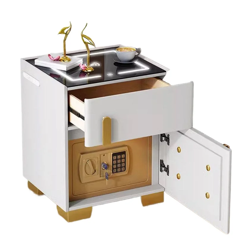 Solid wood smart bedside safe invisible integrated household small safe wireless charging locker