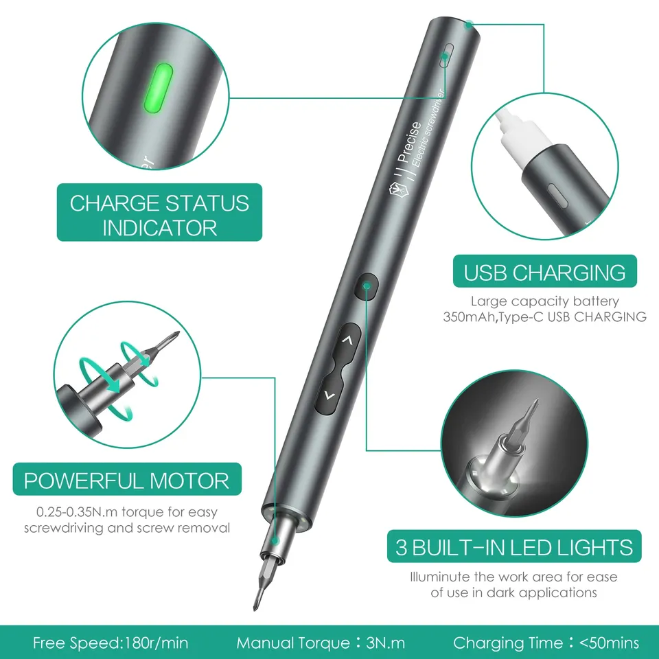  Precision Electric Screwdriver Handle Power Tool Rechargeable Wireless Mini Small for 4mm Bits for Xiaomi Mobile Cell Repair New 