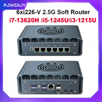 6xi226-V 2.5G Intel i7 13620H Mini PC 1265U i5 1245U i3 1215U Soft Router Firewall Computer 2xDDR5 NVMe Proxmox pfSense OPNsense