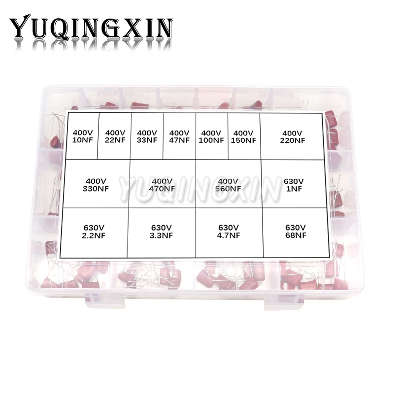 

150pcs CBB Polypropylene Film capacitor Kit 10NF - 68NF 400V 630V Capacitance Assortment Set 22NF 47NF 100NF 220NF 470NF 560NF