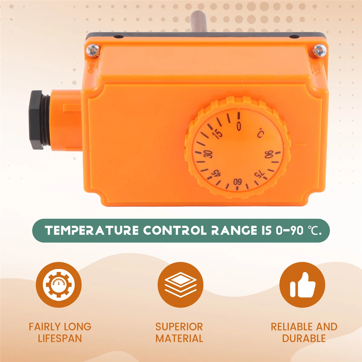 

ABLK G1/2 Male Thread Hot Water Pipe Thermostat Temperature Controller 90 Celsius High Temperature Start Heating System Parts