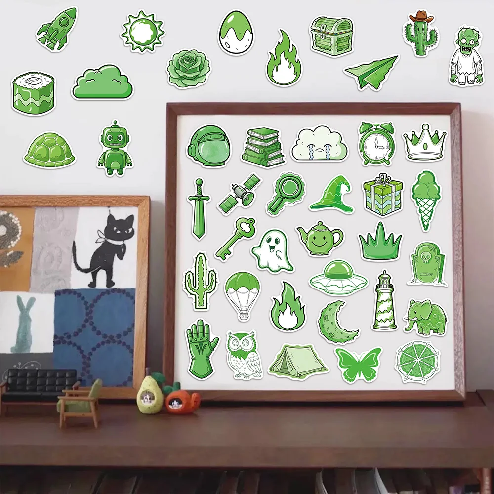 50 個クリエイティブグリーンアイテムインスタイル装飾ステッカー DIY スクラップブック電話ケースラップトップタブレット装飾玩具ステッカー