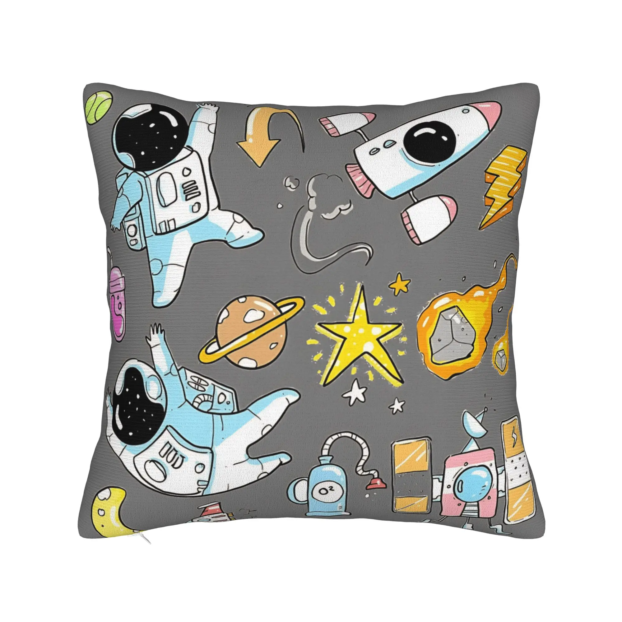 Astronaut & Rocket & Planets Pillow Cover  Novelty Pillow Case For Living Room Sofa Comfy Pillowcases Birthday Present