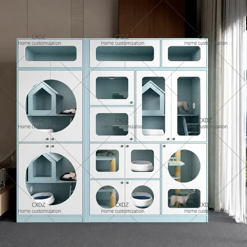 Customized Indoor Solid Wood Cat Cage Villa Cabinet Oversized Luxury House Nest Large Space
