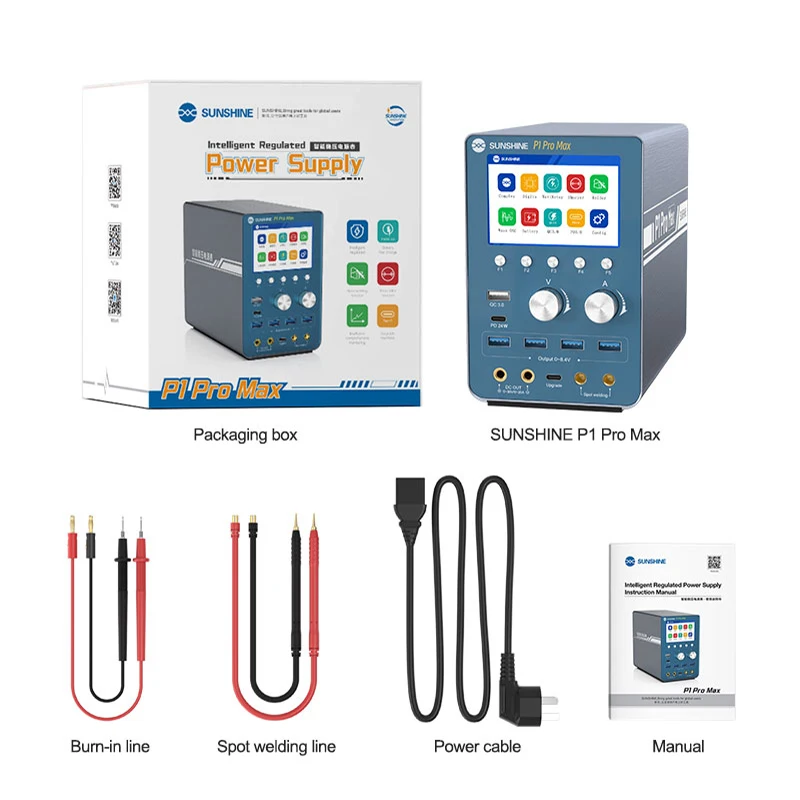 SUNSHINE P1 Pro MAX Intelligent Regulated Power Supply With Waveform Display and Battery Spot Welding/QC PD 18W Fast Charger