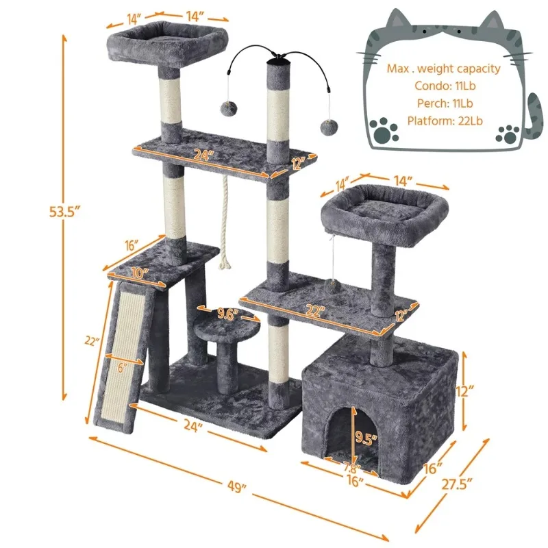 Imagem -05 - Multilevel Plush Cat Tree Activity Tower Play Center com Sisal Coçar Posts