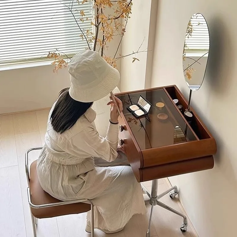 Removable dressing table with makeup mirror Integrated dressing table Home bedroom Makeup table Vintage