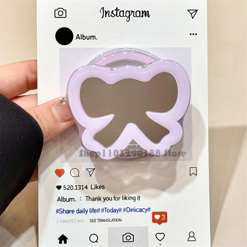 

Korean Cute Cartoon Purple Bow Mirror Magnetic Holder Grip Tok Griptok Phone Stand Holder Support For iPhone Magsafe Smart Tok