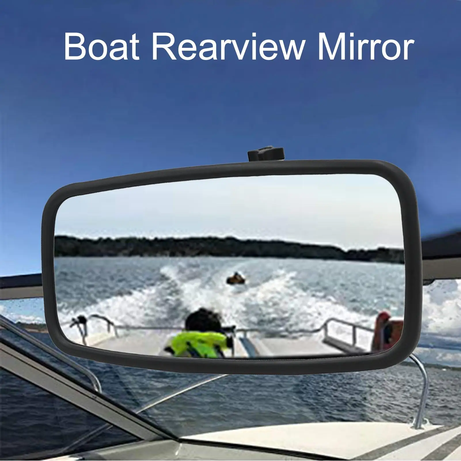 Clamp-On Marine Rear View Mirror Large Boat Mirror  Adjustable Kayak Mirror for Water Ski Surfing, Motorboats Kayaks