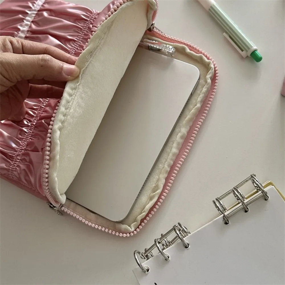 Fashion Pleated Portable Laptop Bags Waterproof Bow Laptop Case Lightweight Dual Zipper Notebook Sleeve Travel