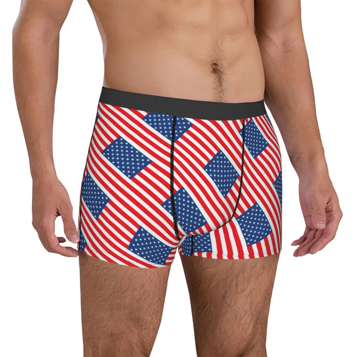 American Flag Underwear Red Stripes Print Funny Underpants Custom Shorts Briefs 3D Pouch Man Plus Size Trunk