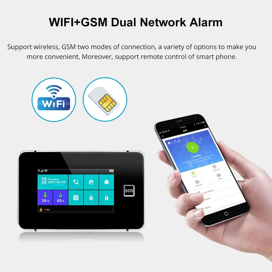

KERUI 4G/2G+WiFi Alarm for Home with 4.3 inch Touch Screen Real Time APP Push Alarm Wireless Alarm with Temperature and Humidity