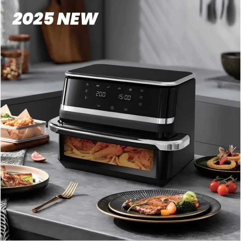 مقلاة هوائية من الفولاذ المقاوم للصدأ سعة كبيرة 12 لتر متعددة الوظائف مقلاة ذكية مزدوجة المزيج حديثة للاستخدام المنزلي