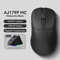 AJAZZ AJ179P MC Gaming Mouse Tri Modes Wireless PAW3311 Sensor 1K Polling Rate RGB Magnetic Charging Base 400mAh Mouses for PC